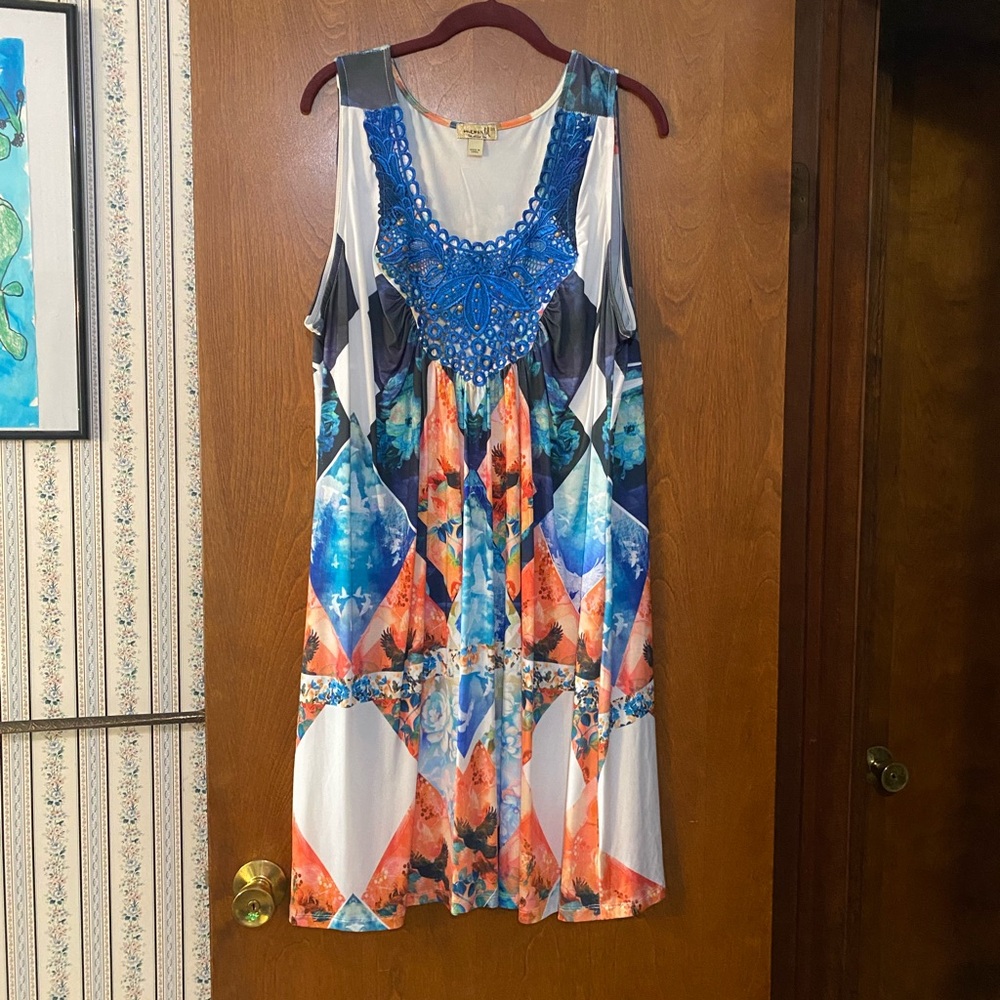 ONE WORLD Multicolor Geometric Dress